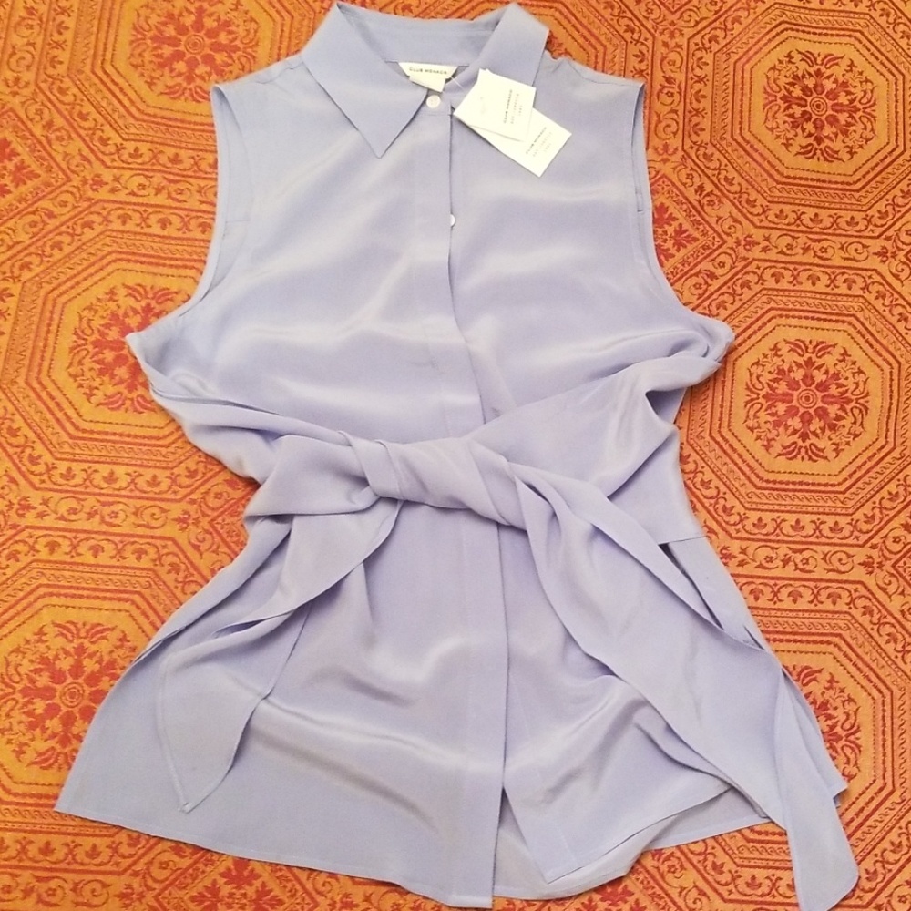 Club Monaco Terek silk top, Spanish sea